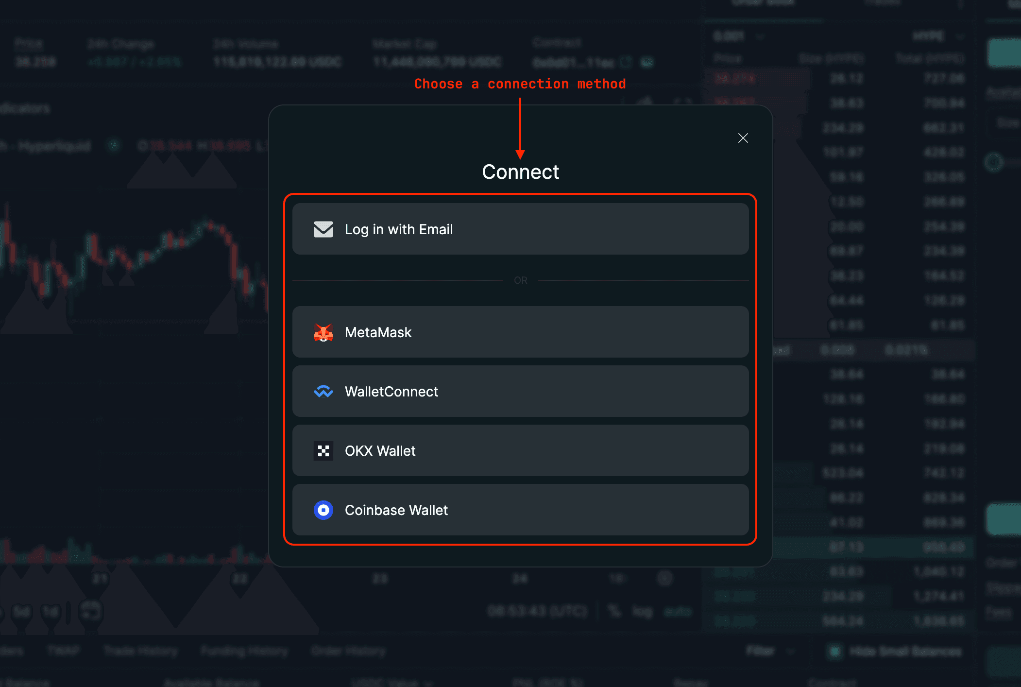 Choose a HyperLiquid connection method