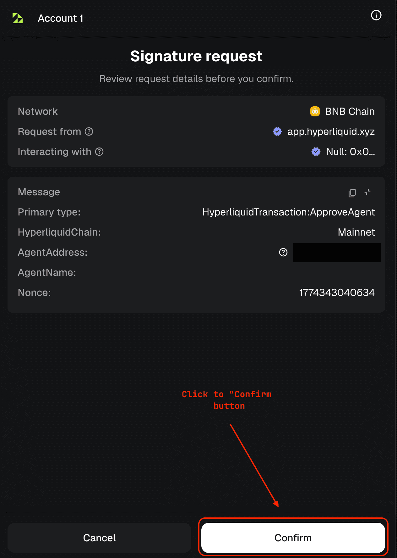 Confirm the wallet connection request