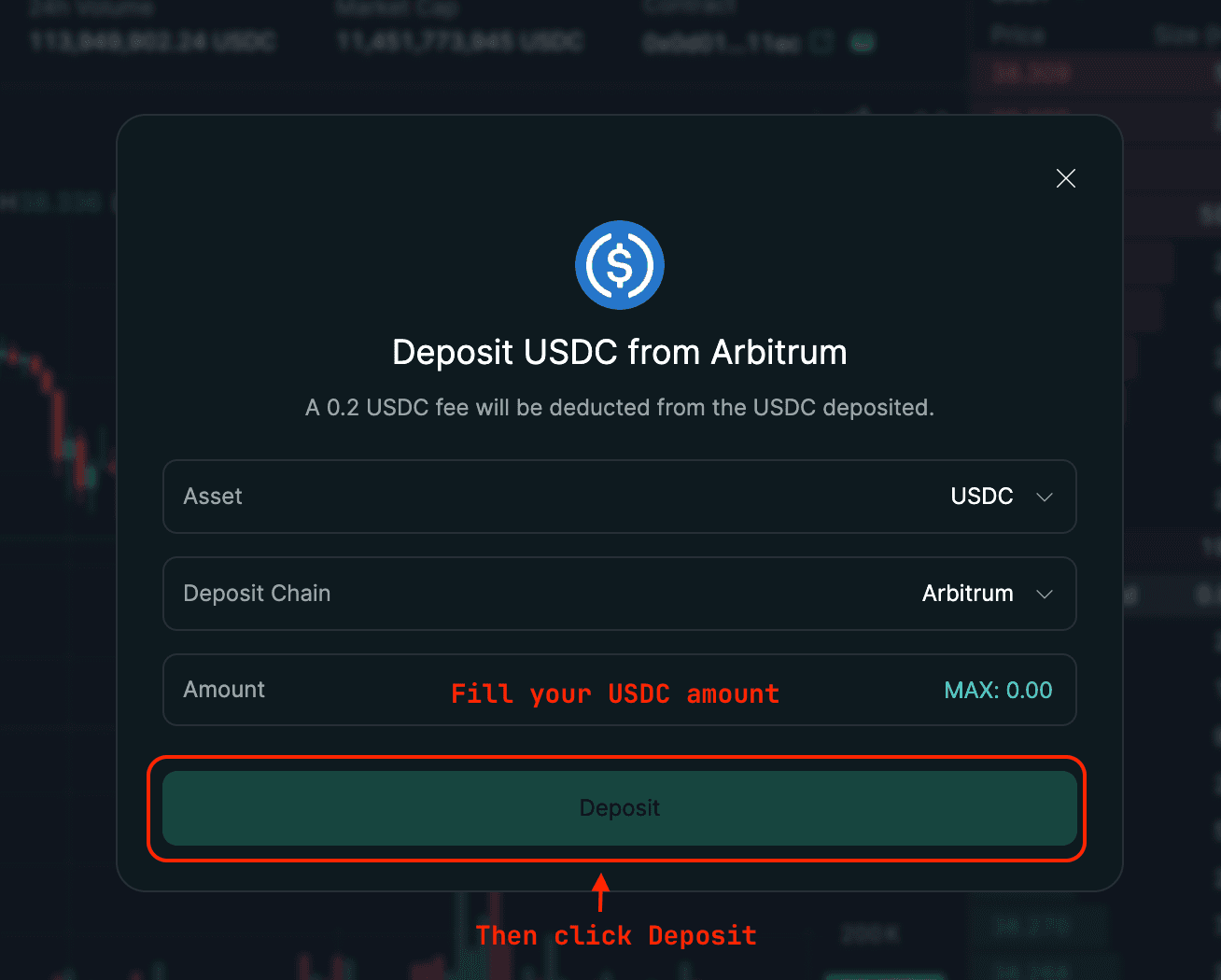 Deposit collateral into the trading account