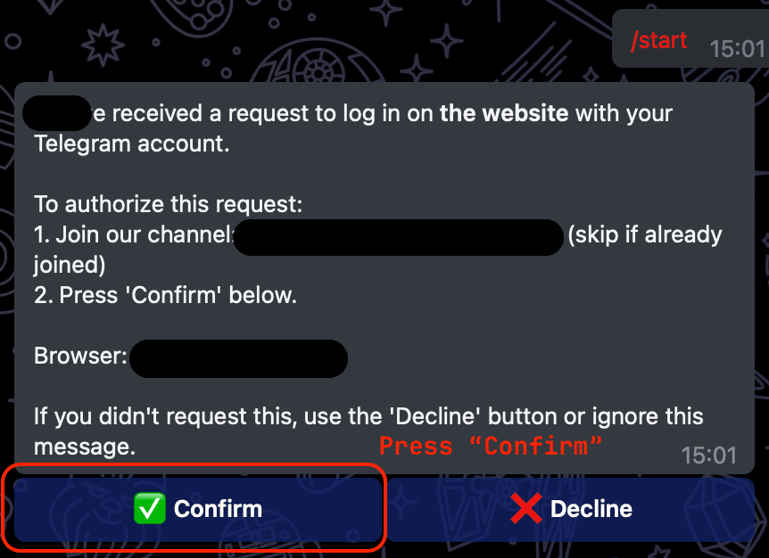 Confirm the PerpLab login step
